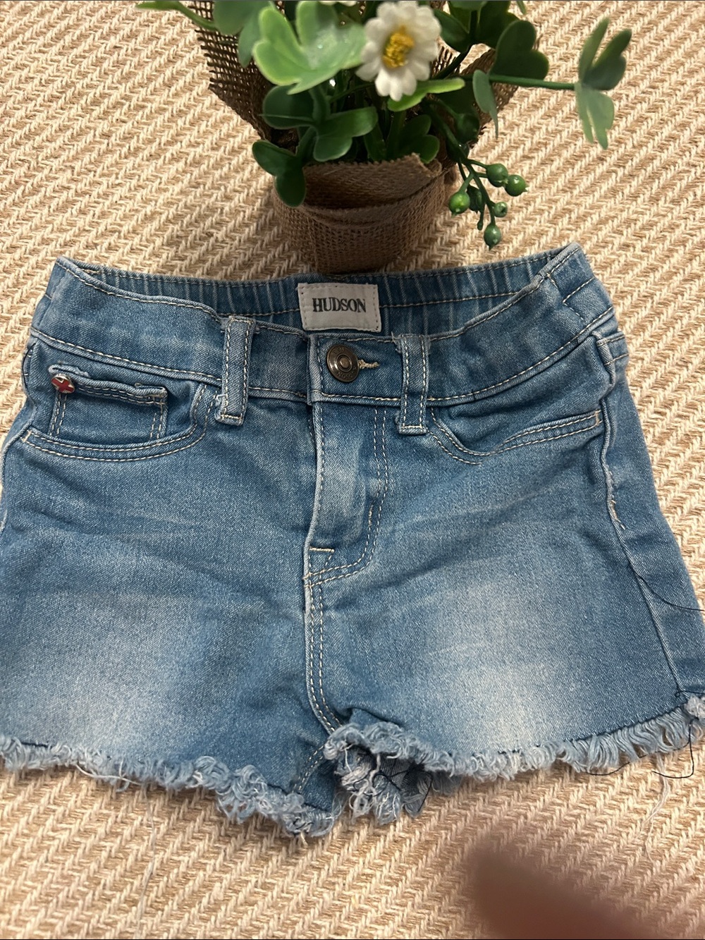 Hudson Jeans Kids 2T Light Blue Denim Shorts with Branded Waist Tag Frayed Hem - Picture 5 of 7